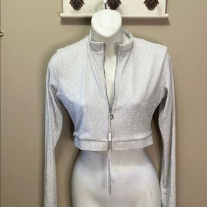 NWT Meshki Martina zip front crop bikini top M